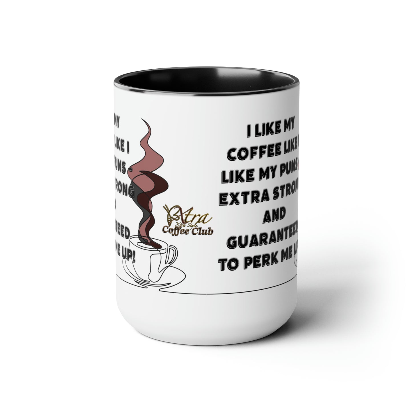 Coffee Pun Two-Tone Coffee Mugs, 15oz