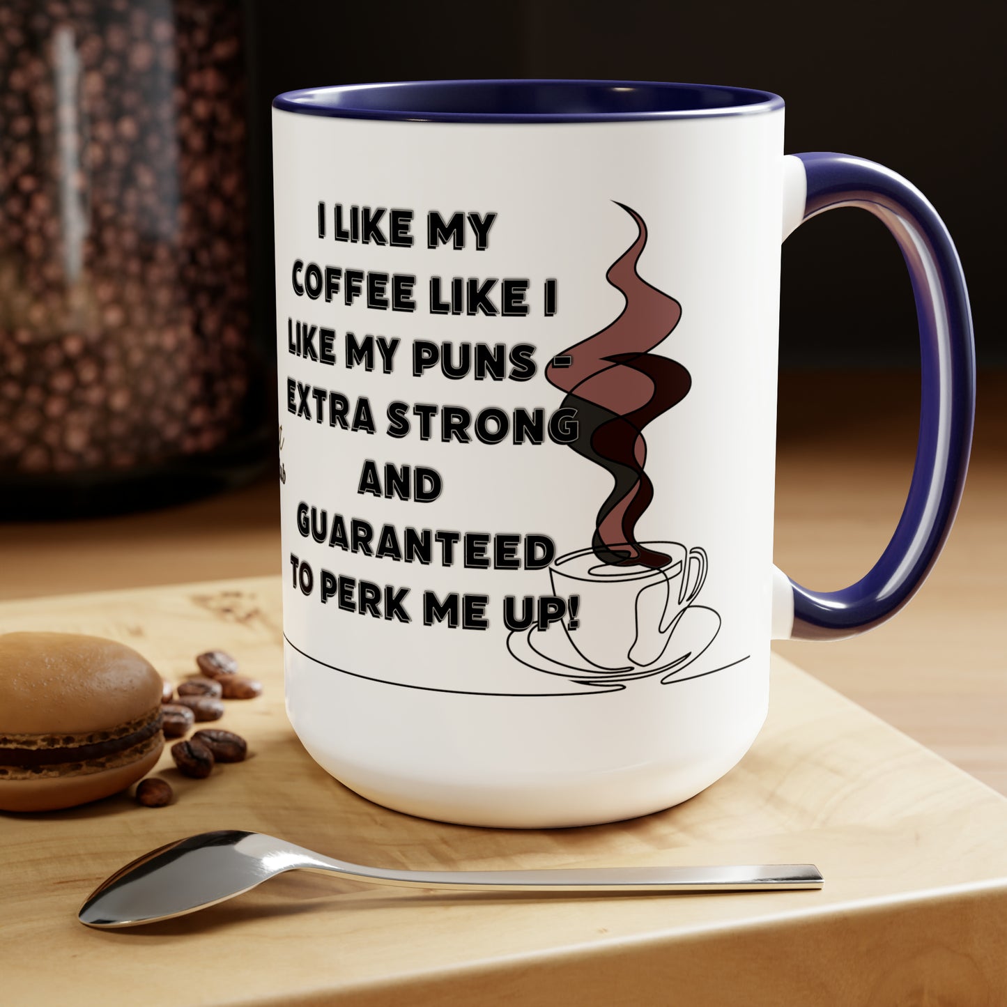 Coffee Pun Two-Tone Coffee Mugs, 15oz