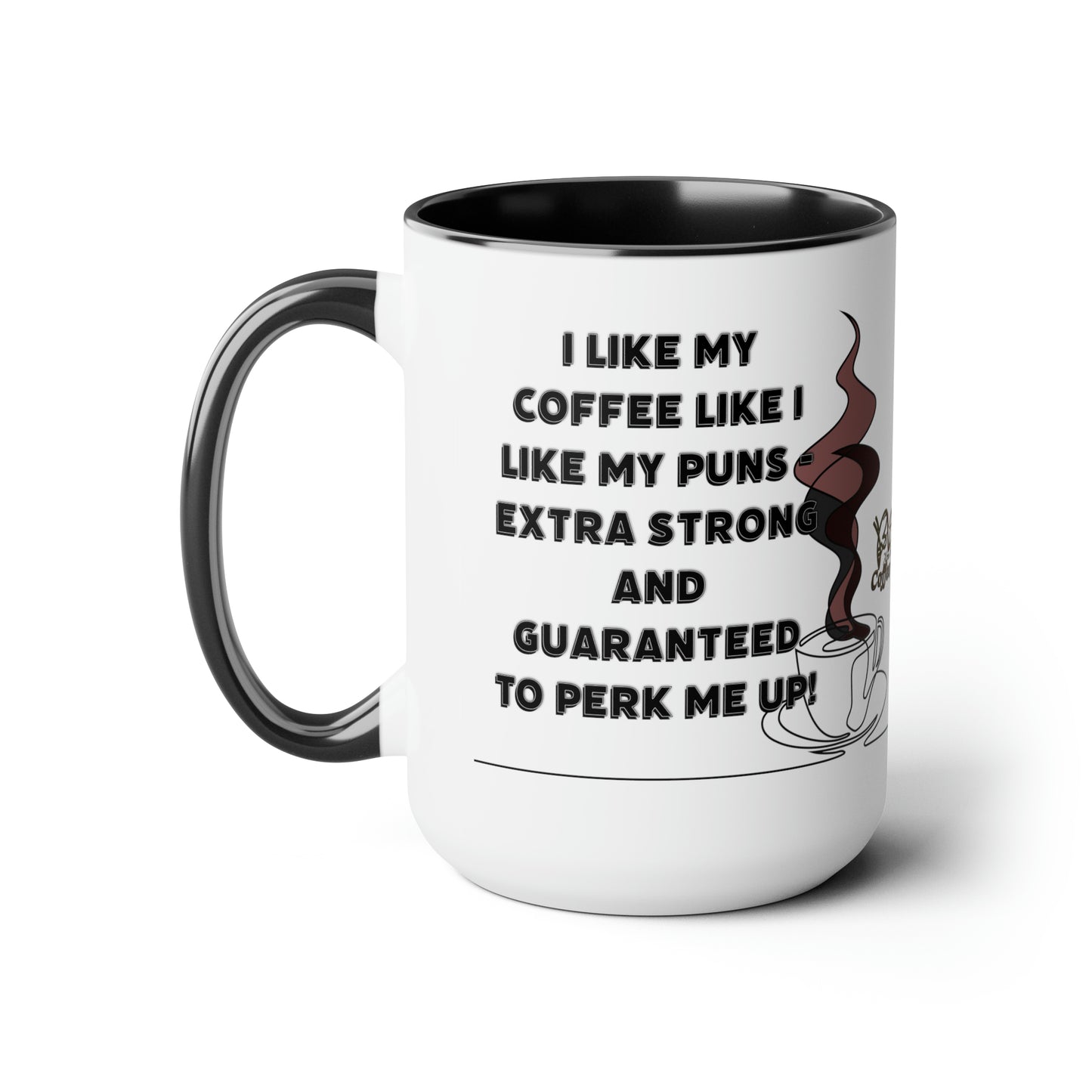 Coffee Pun Two-Tone Coffee Mugs, 15oz