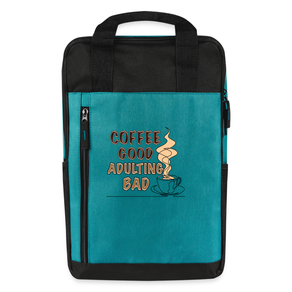 Coffee Good Laptop Backpack - heather teal/black