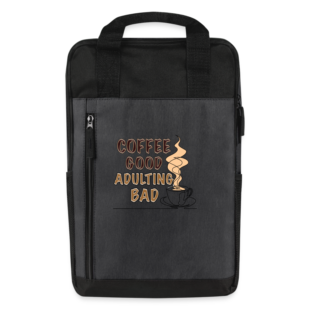 Coffee Good Laptop Backpack - heather dark gray/black